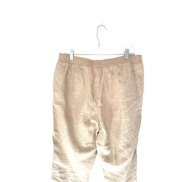 J. Jill Love Linen Tan Elastic Waist Lagenlook Straight Leg Pants Size Medium - Picture 7 of 12